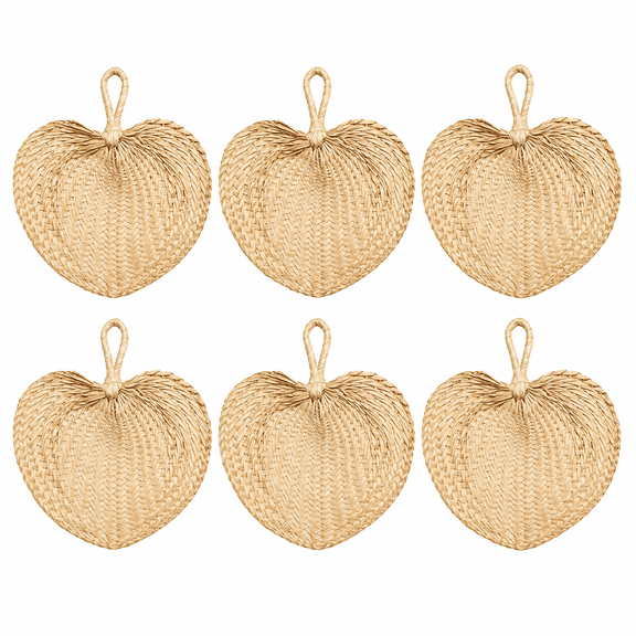 Factory Direct Craft Natural Woven Raffia Palm Fan, 13 x 12 Inch Hand Fan for Beach Weddings and Party Favors