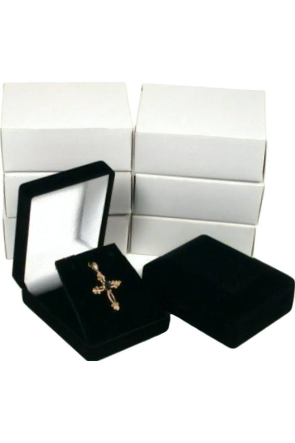 6 Necklace Pendant Gift Boxes Jewelry Displays Black
