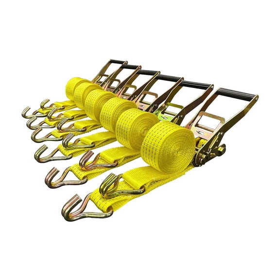 (6) New 2" x 15' 5000 lb Ratchet Straps J Hook Heavy Duty Tie Downs