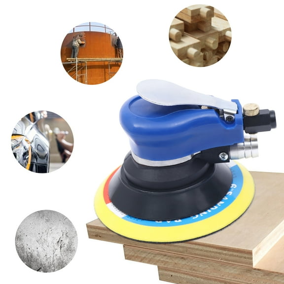 6'' New 90PSI Air Body Random Orbital Palm Sander Pneumatic Polisher Hand DA Buff Sanding 10000 RPM