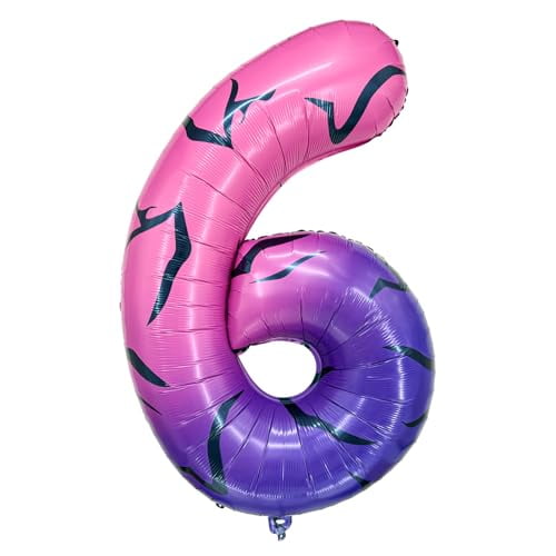 6 Number Balloons 40 Inch Large Foil Balloons for Kpop Party Decorations, Big Digit Six Birthday Balloons for Anniversary Celebration, Colorful Kpop Themed Photo Booth Props