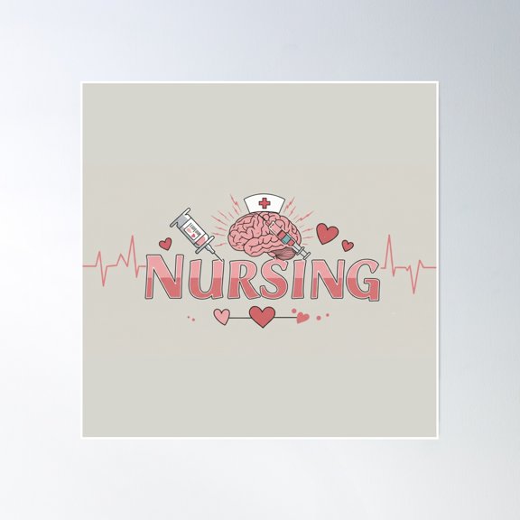 #6 Nursing On Brain Poster Wall Art, Modern Wall Decor, 16x16 UNFRAMED