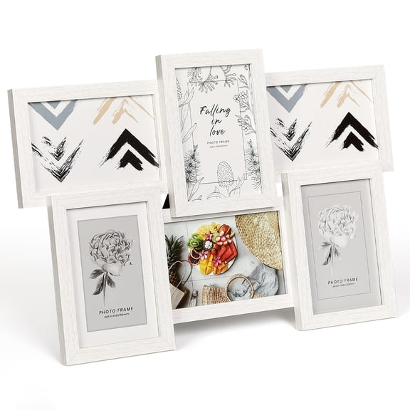 6 Opening Collage Picture Frame for 4x6 Photos, White MDF Photo Frame with Clear Glass.