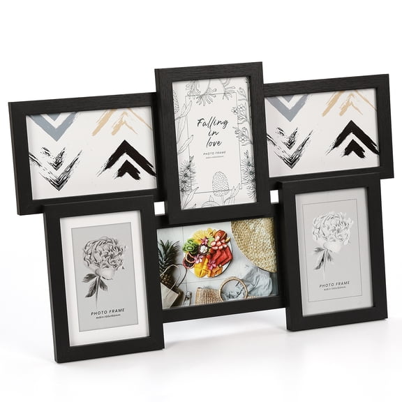 6 Opening Collage Picture Frame for 4x6 Photos, White MDF Photo Frame with Clear Glass.