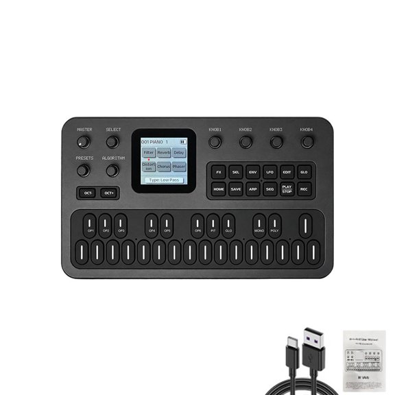 6-Operator FM Synthesizer with 128 Presets, Bluetooth MIDI, Built-in Speaker - Portable Synth for Music Production,
