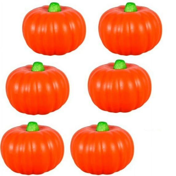 (6) Orange Carvable Foam Pumpkins 5.5x4.5in Artificial Round Faux Pumpkin DIY Craft Projects Autumn Thanksgiving Party Ornaments Decoration Supply w/ Essentials Tote Bag & Bonus Lucy Loopsie
