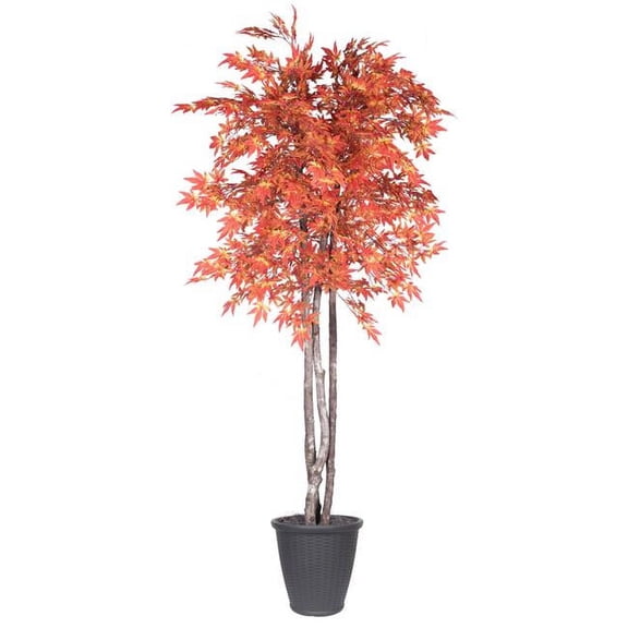 Vickerman TDX3760-RG 6 ft. Maple Deluxe Round Grey Container Tree, Orange