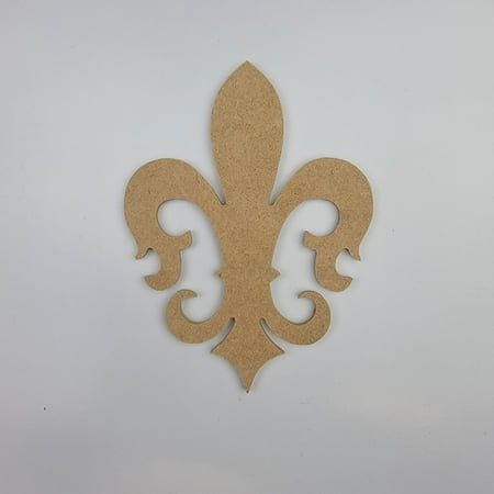 6" Ornate Fleur de Lis, Unfinished MDF Art Shape by Wooden Craft Cutouts