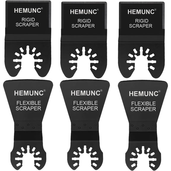 6 Oscillating Tool Scraper Blades Flexible Rigid Scraper Blade, for Removal of Caulk,Vinyl Flooring,Paint,Carpet,Tile Adhesives