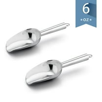 6 Ounce Ice Scoop Set of 2, Vesteel Small Stainless Steel Scoops for Ice Cube/Candy/Flour/Sugar/Nuts, Metal Utility Scoops for Canisters, Baking, Kitchen Pantry, Rust Free & Dishwasher Safe