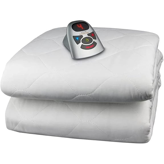 6 Ounce Quilted Electric Heated Mattress Pad with Digital Controller, Full, White