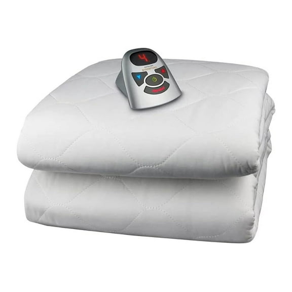 6 Ounce Quilted Electric Heated Mattress Pad with Digital Controller, Full, White
