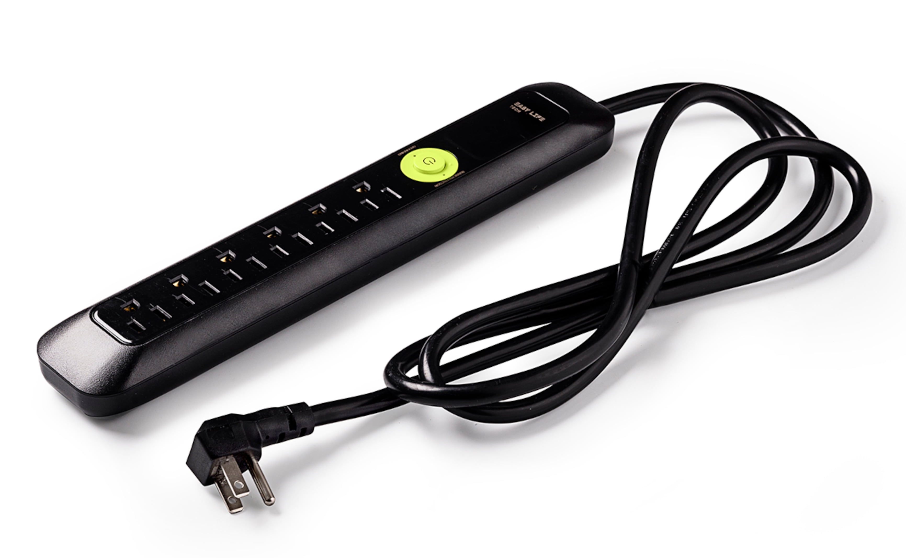 Black 6-Outlet Heavy Duty Power Strip with Surge Protector
