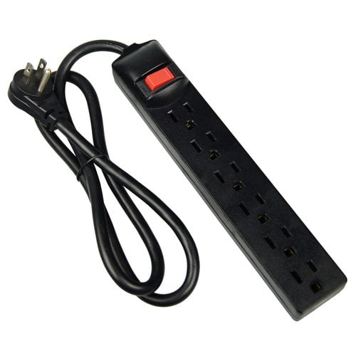 6Outlet Power Strip, Black