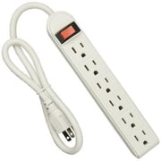 6-Outlet Power Strip, White - Pack of 2
