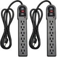thumbnail image 1 of 6-Outlet Sur Protector Power Strip 2-Pack, 900 Joules, 4-Foot Extension Cord, Overload Protection, Black, 1 of 4