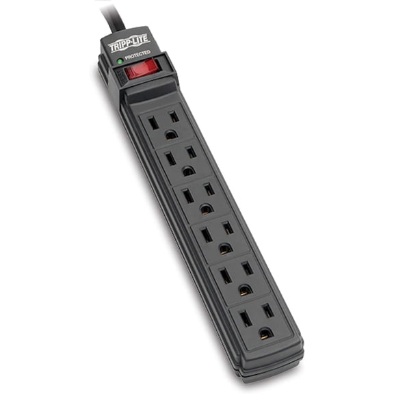 6 Outlet Sur Protector Power Strip, 6ft Cord, Black, Lifetime Manufacturer's Guarantee & $10,000 Insurance (TLP6B)