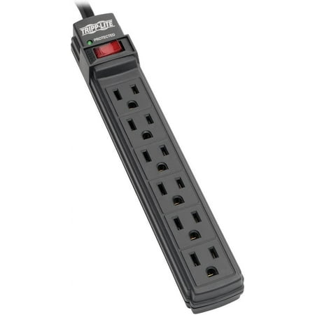 6 Outlet Surge Protector Power Strip, 6ft Cord, Black, $10,000 INSURANCE (TLP6B)