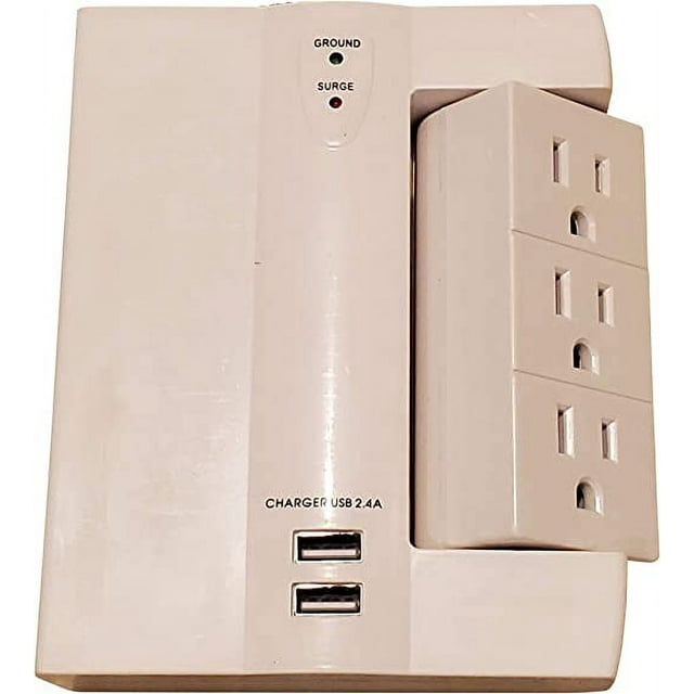 6 Outlet Swivel Wall Tap Adapter with 2 USB Ports (Surge Protector)