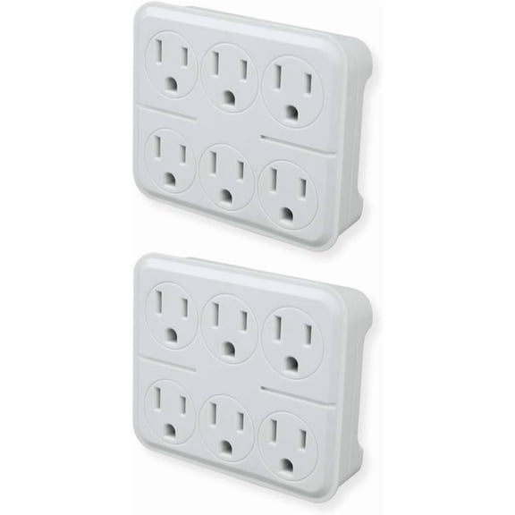 6 Outlet Triple Extender, 3 Prong Grounded Wall Tap, Multiple Outlet  Plug for Travel  Hotel Office, ETL Listed, 2