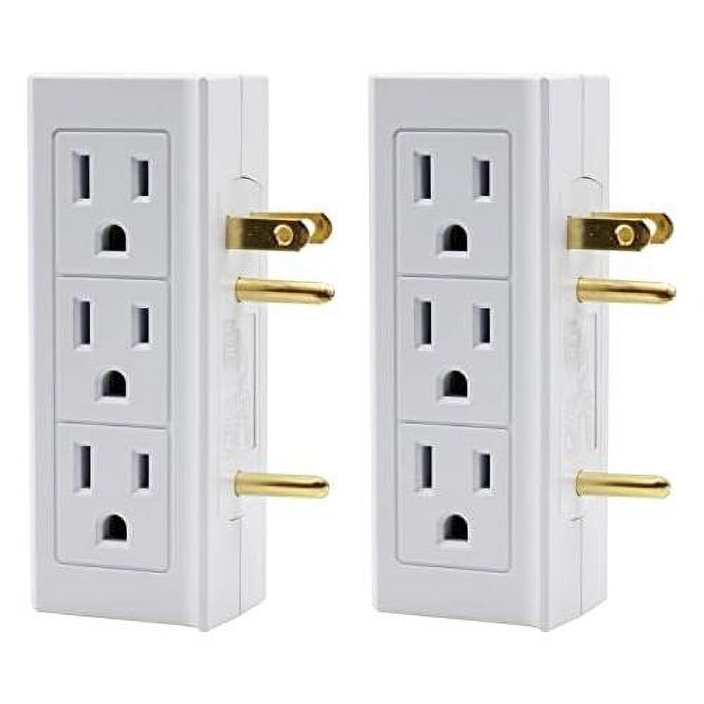 6 Outlet Vertical Extender Wall Tap Split 2 Outlets Into 6 Grounded