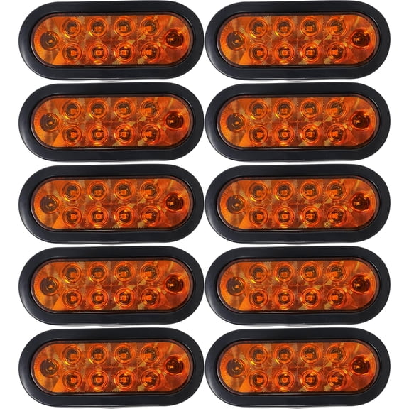 6" Oval 10 LED Trailer Stop Turn Tail Light Kit DOT Certified 10x Amber Kit