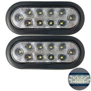 6 Oval 10 LED Trailer Stop Turn Tail Light Kit DOT Certified 2x White Kit