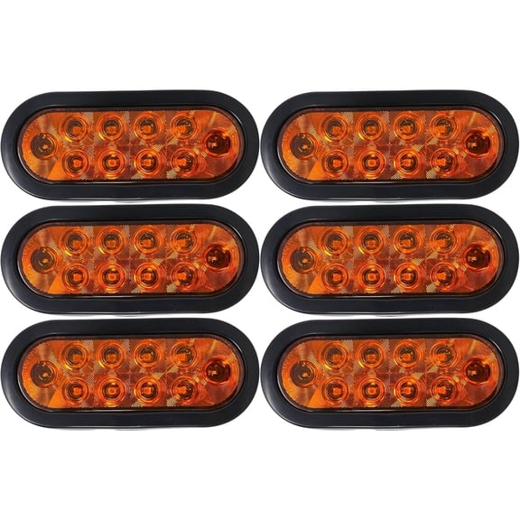 6" Oval 10 LED Trailer Stop Turn Tail Light Kit DOT Certified 6x Amber