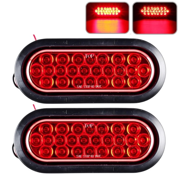 6"Oval 24 LED Trailer Stop Turn Tail Reverse Parking Indicator Lights 2x Red Kit