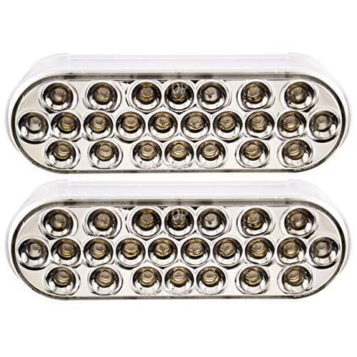6"Oval 24 LED Trailer Stop Turn Tail Reverse Parking Indicator Lights 2x White