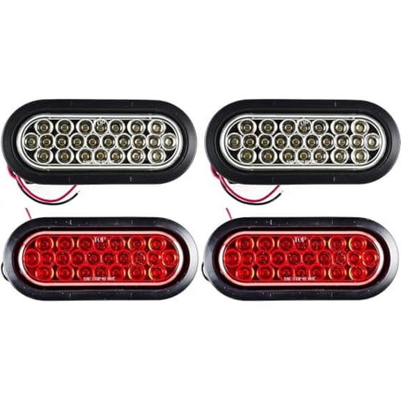 6"Oval 24 LED Trailer Stop Turn Tail Reverse Parking Indicator Lights 6x White