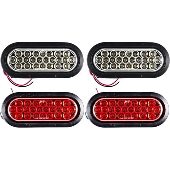 6"Oval 24 LED Trailer Stop Turn Tail Reverse Parking Indicator Lights 6x White
