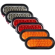 6 Oval 24 LED Trailer Tail Light Kit With Grommets Plugs 2xAmber+2xRed+2xWhite