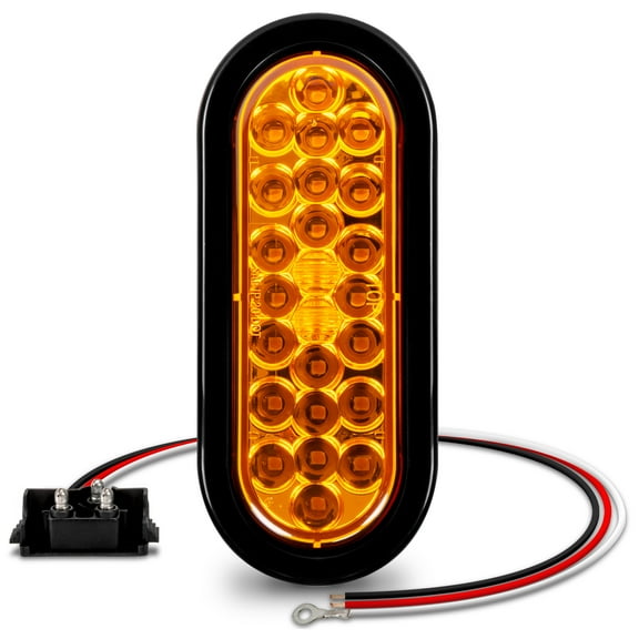 6" Oval Amber 24 LED Trailer Tail Lights [DOT certified] [Grommet & Plug Included ] [IP67 Waterproof] Park Turn Trailer Lights for RV Jeep Trucks