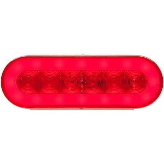 6" Oval GloLight LED Stop/Turn/Tail Light, 22 Diode, Grommet ,PL3, Red
