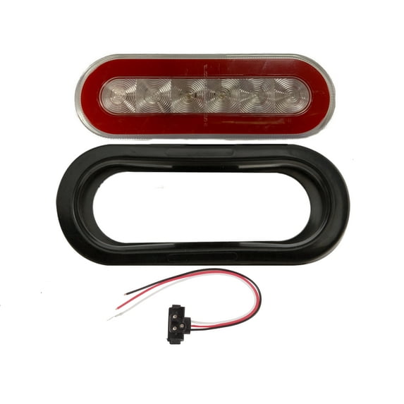 6" Oval GloLight LED Stop/Turn/Tail Light, 22 Super Diode, PL3, Clear, Red LEDs