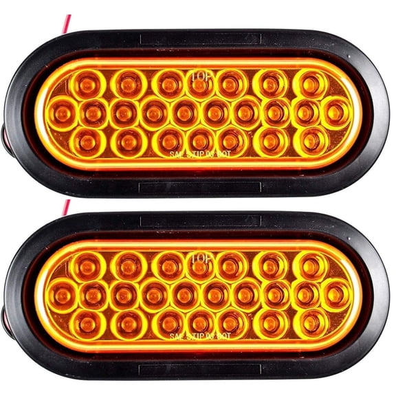 6" Oval Recessed Amber Strobe Light 24 LED DOT/SAE Approved 2x with Grommet