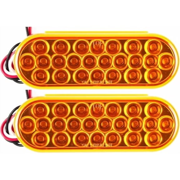 All Star Truck Parts6" Oval Recessed Amber Strobe Light 24 LED DOT/SAE Approved 2x without Grommet