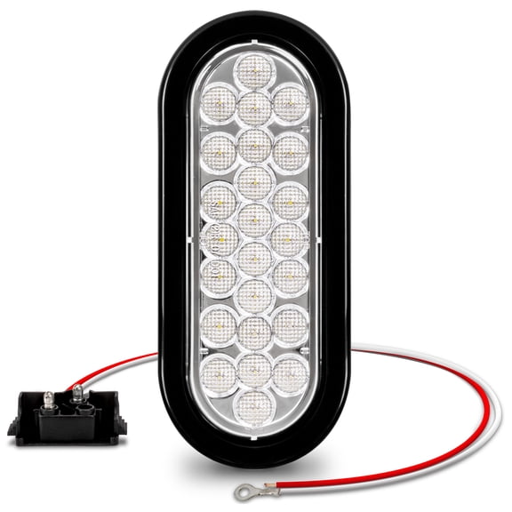 6" Oval White 24 LED Trailer Tail Lights [DOT Certified] [Grommet & Plug Included] [IP67 Waterproof] Reverse Back Up Trailer Lights for RV Trucks Jeep