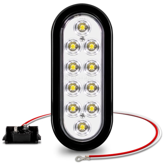 6" Oval White LED Trailer Tail Lights [DOT Certified] [Grommet & Plug Included] [IP67 Waterproof] Reverse Back Up Trailer Lights for RV Trucks Jeep