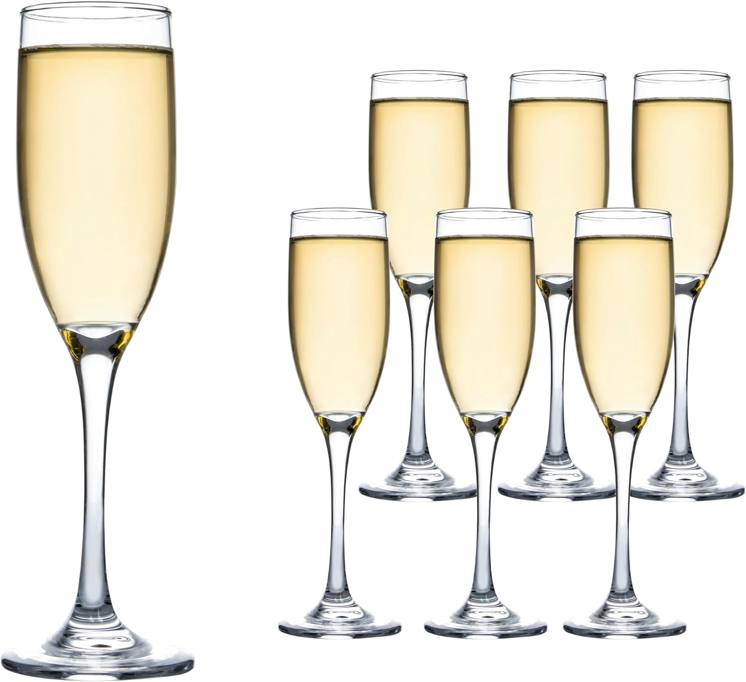 6 Oz Cylinder Champagne Flutes Set Of 12, Long Stemmed Crystal Clear Champagne Flute Glass Set, Sparkling Wine Glass for Home Party Wedding Anniversary Birthday Christmas