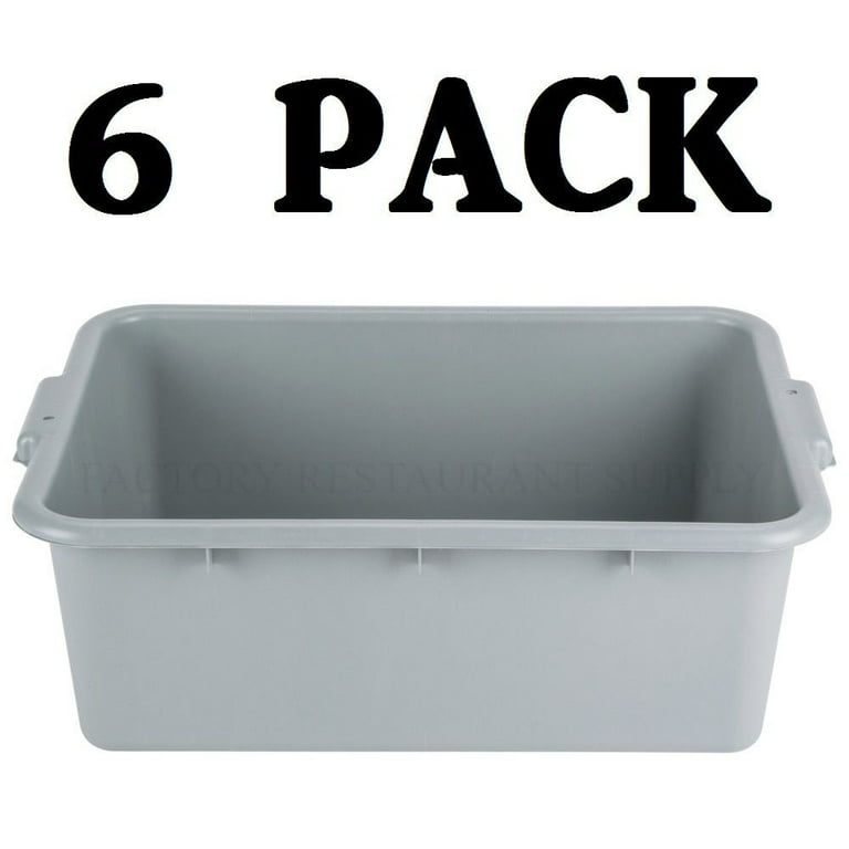 6 Pack 20 x 15 x 7 White Storage Plastic Dish Restaurant Food Bus Tub  w/Lid