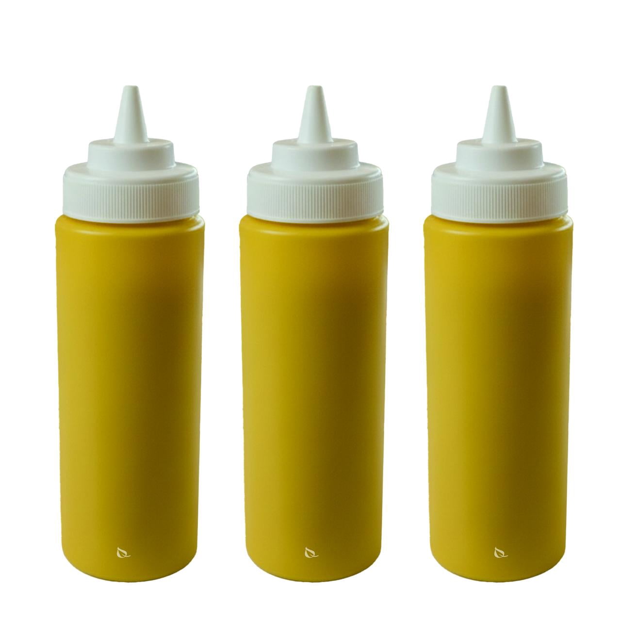 [6 PACK] 24 Oz Clear Plastic Condiment Squeeze Bottles Squirt Bottle for Sauces, Dressing, Arts and Crafts, Ketchup, Mustard, Oil, BBQ - Clear Reusable Plastic Containers, BPA Free, Dishwasher Safe