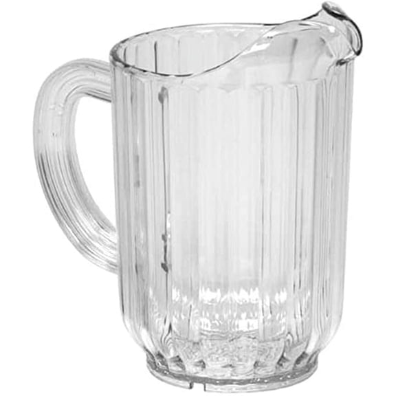 6 PACK - 32 oz. Clear Plastic Round Restaurant Beverage Pitchers