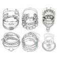 thumbnail image 1 of 6 PACK Boho Silver Chain Bracelets Set for Women,Multiple Layered Stackable Open, 1 of 8