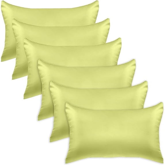 6 PACK Cooling Viscose Satin Pillowcase Set with Hidden Zipper closure, King, Pistachio Green