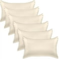 thumbnail image 1 of Mocassi 6-PACK Cooling Viscose Satin Pillowcase Set with Hidden Zipper closure, Silky Smooth for Best Hair and Skin Care-Beautiful Gift Box-6-Piece Satin Pillowcase Set, Standard/Queen, Cream, 1 of 7