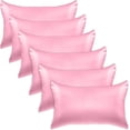 thumbnail image 1 of 6-PACK Cooling Viscose Satin Pillowcase Set with Hidden Zipper closure, Standard/Queen, Light Pink, 1 of 7