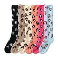 thumbnail image 1 of 6-PACK Couver Women's Comfort Plush Soft Knee High Socks, Leopard Print, 9-11, 1 of 1