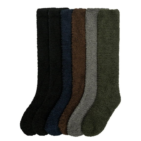 6-PACK Couver Women's Comfort Plush Soft Knee High Socks, Solid Color, 9-11